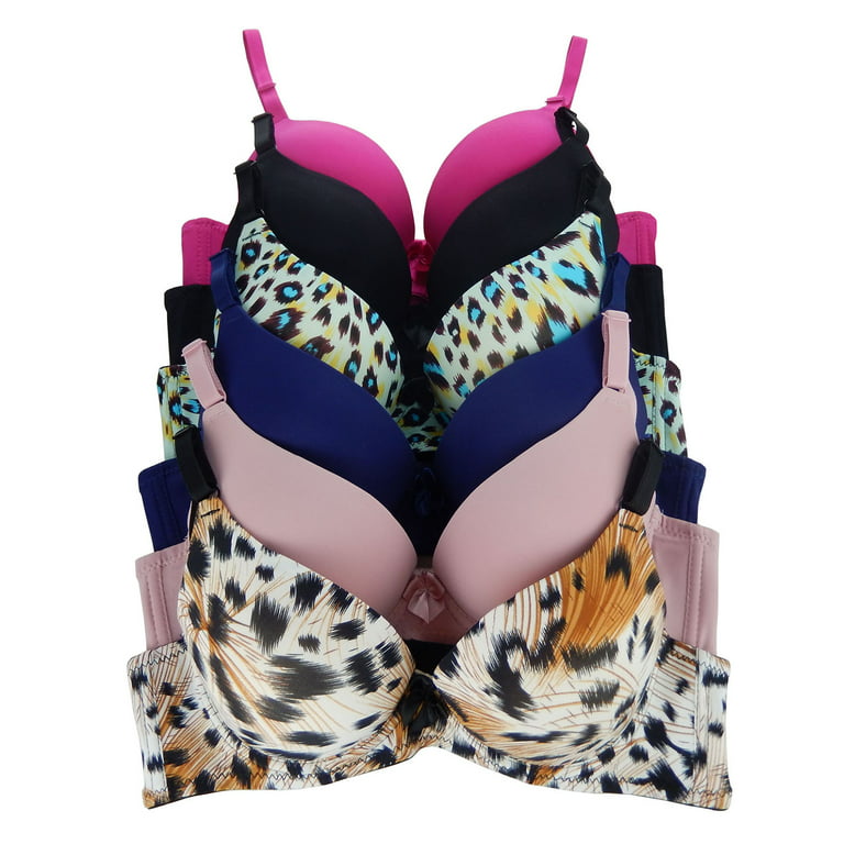 6 Pieces Gift ADD 1 Cup Full Cup Demi Wired Double Pushup Push Up Bra B/C  (38C) 