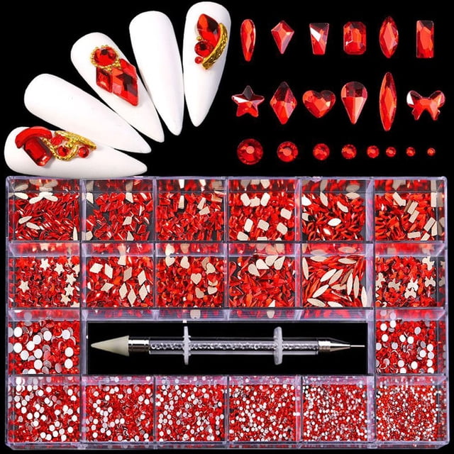 Diamantes De Imitación Para Uñas, Kit Profesional De Cristal Para Uñas, 9000 Uds., Cristal De Múltiples Formas, Diamantes De Imitación Ab, Suministros Para Decoración De Uñas, Accesorios 21 Rejillas Yuarrent CE007388-04