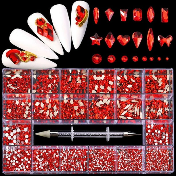 Diamantes De Imitación Para Uñas, Kit Profesional De Cristal Para Uñas, 9000 Uds., Cristal De Múltiples Formas, Diamantes De Imitación Ab, Suministros Para Decoración De Uñas, Accesorios 21 Rejillas Yuarrent CE007388-04