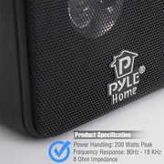 4? Mini Cube Bookshelf Speakers - Paper Cone Driver, 200 Watt Power, 8 Ohm Impedance, Video Shielding, Home Theater Application and Audio Stereo Surround Sound System - 1 Pair - Pyle PCB4BK