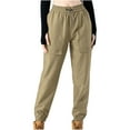 thumbnail image 3 of Danhjin Cargo Pants for Women Baggy Drawstring Stretchy Wide Leg Low Waisted Casual Pants Streetwear Travel Hiking Pants, 3 of 8