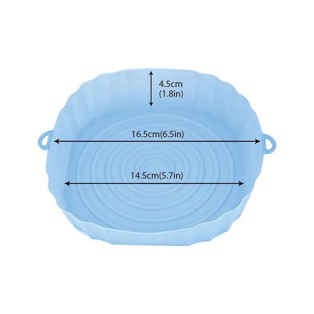 Bandeja de silicona para freidora de aire de 18 m, molde para pollo frito, alfombrilla de silicona, repuesto para parrilla, accesorios, color azul, 14,5 cm