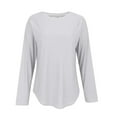 thumbnail image 4 of Long Sleeve Tunic Tops for Women, Yigetop Long Sleeve Shirts for Women Crew Neck Casual Fall Fashion Blouses Basic Tops Work Clothes Tunic Tee Shirts for Women White M, 4 of 9