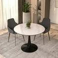 thumbnail image 5 of LeisureMod Round Dining Table Modern 40" Sintered Stone Tabletop with Black Steel Pedestal Base for Kitchen and Living Room Bristol Series in White, 5 of 10