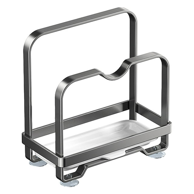 BINGLI Support de Rangement pour Couvercle de Pot de Cuisine, Support en Acier Inoxydable pour Couvercle de Pot pour Planches à Découper, Ustensiles de Cuisine et de Cuisson, avec un Plateau de Collecte d'Eau
