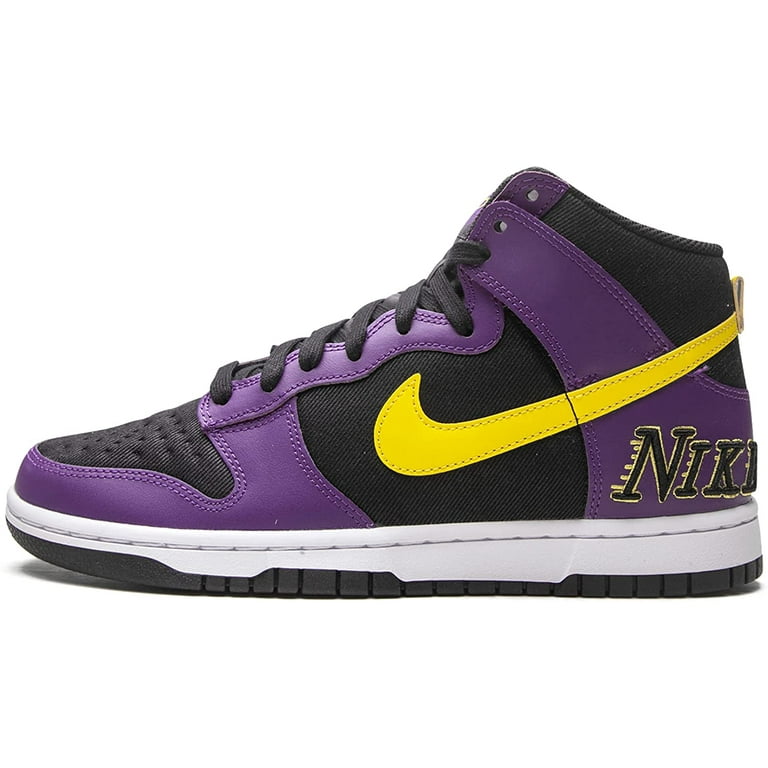 Nike Mens Dunk High EMB Lakers Black/Opti Yellow/Court Purple/Wht