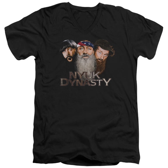 Three Stooges - Nyuk Dynasty 2 - Slim Fit V Neck Shirt - X-Large
