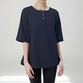 thumbnail image 5 of Weardear Women's 3/4 Sleeve Cotton Linen Jacquard Blouses Top T-Shirt, 5 of 6