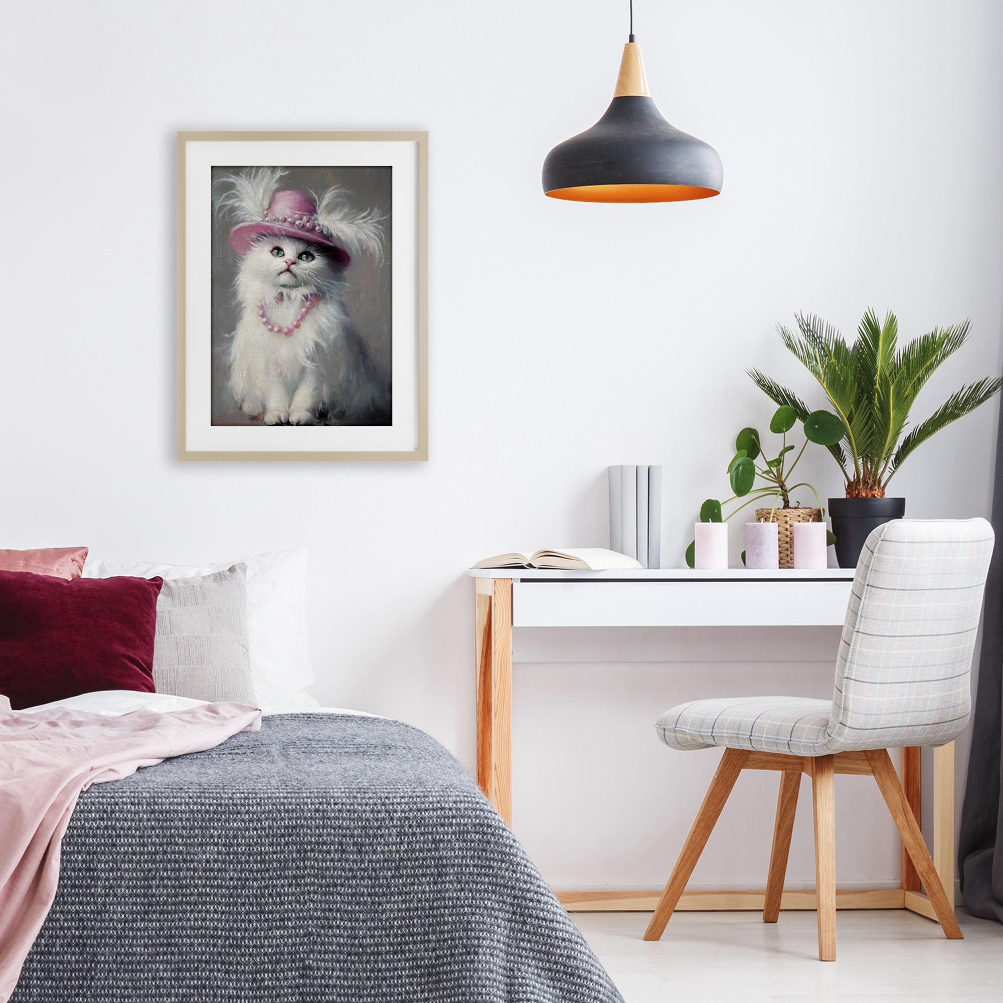 Stupell Industries Beautiful Brigitte Cat Birch Framed Print Under Glass, design by Tina LeCour