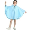 thumbnail image 3 of Gelikeya Kids Lightweight Rain Jacket Boys Girls 1-9 Years Solid Color Poncho with Pockets Hooded Raincoat (Sky Blue, 1-3 Years), 3 of 7