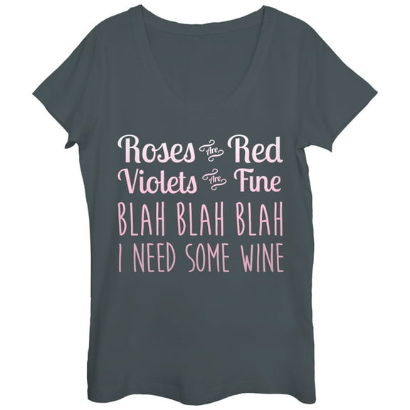 Women's Lost Gods Valentine Roses Are Blah Wine Scoop Neck Charcoal Medium