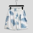 thumbnail image 4 of sovlvnd Summer Shorts for Men, Mens Casual Printed Beach Shorts With Elastic Waist And Drawstring Pocketless Knee Length 3XL, Blue, 4 of 8