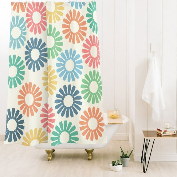 Society6 Sheila Wenzel-Ganny Colorful Daisy Pattern Shower Curtain 71" x 74"