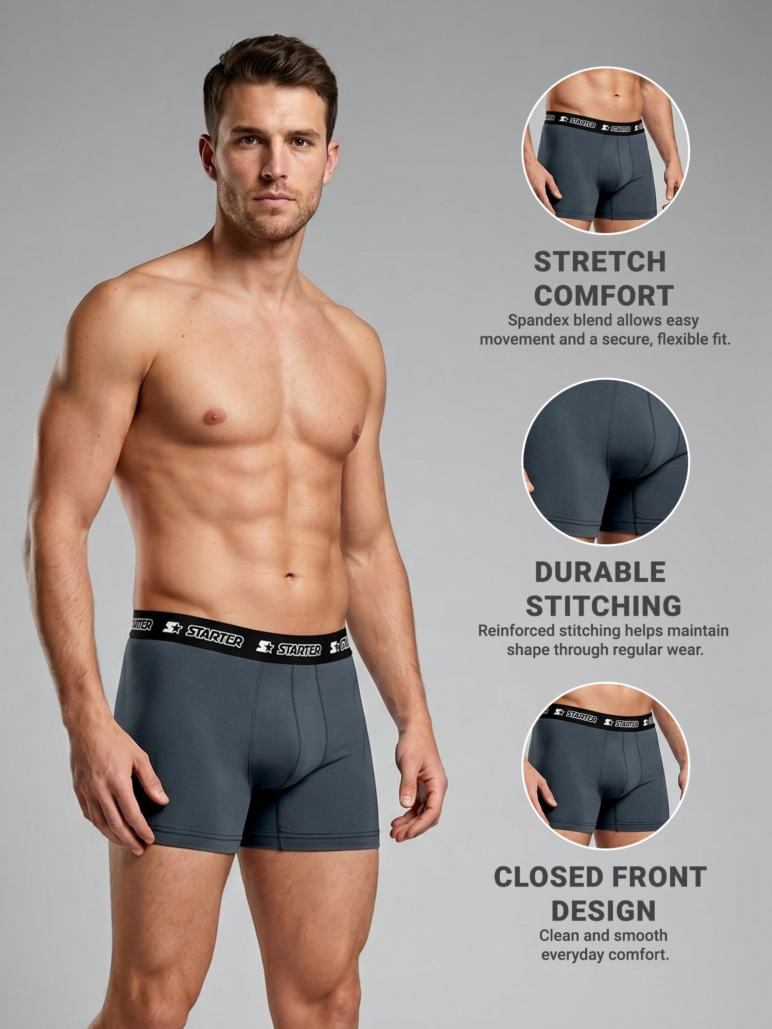 Starter Cotton Mens Briefs Breathable Underwear for Men, S-XL Multi Color 5-Pack