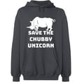 thumbnail image 2 of OXI Hoodie Sweatshirt - Save The Chubby Unicorn, Basic Casual Hoodie for Men's and Women Fleece Hoodie Long Sleeve - Charcoal Small, 2 of 3