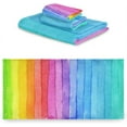 thumbnail image 7 of Dreamtimes Rainbow Striped Towel Set of 3,Soft Towels Bathroom Sets, 1 Bath Towel 30x60 inch, 1 Hand Towel 16x28 inch & 1 Washcloth 13x13 inch, 7 of 7