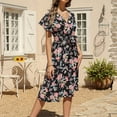 thumbnail image 2 of Moda Mujer Verano Casual Vendaje Estampado floral Manga corta Vestido sexy Fridja qw5576, 2 of 4