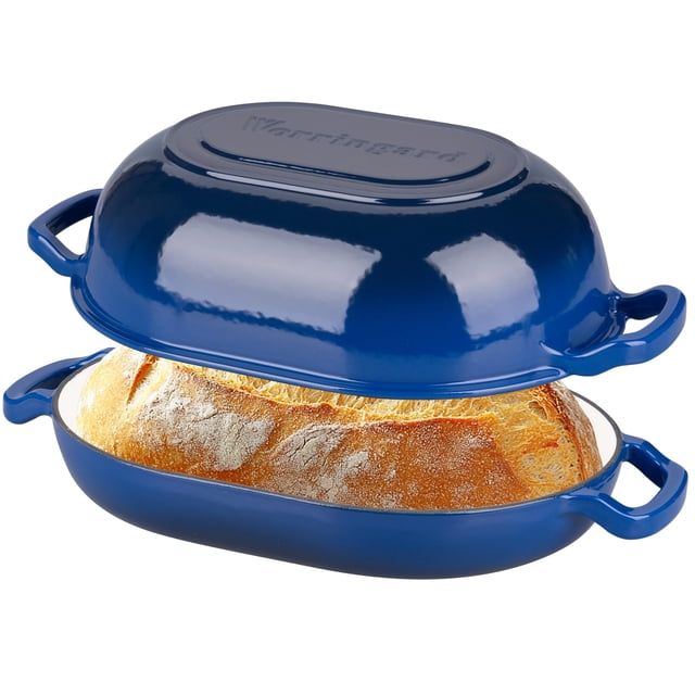 Horno de pan de masa madre de hierro fundido VORRINGARD 7QT con tapa azul