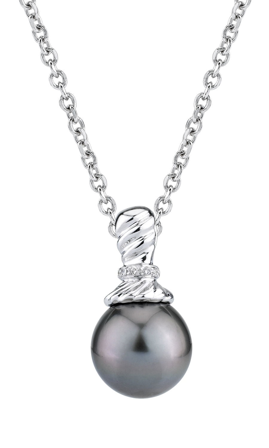 Diamond Necklace Chain South Sea Tahitian Cultured Pearl Pendant Jewelry in 14k Gold or Sterling Silver 
