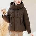 thumbnail image 6 of Olyvenn Women's Quilted Winter Coat Warm Puffer Jacket Thicken Parka with Hood Plush Zipper Casual Waist Closure Parkas Coffee M, 6 of 9