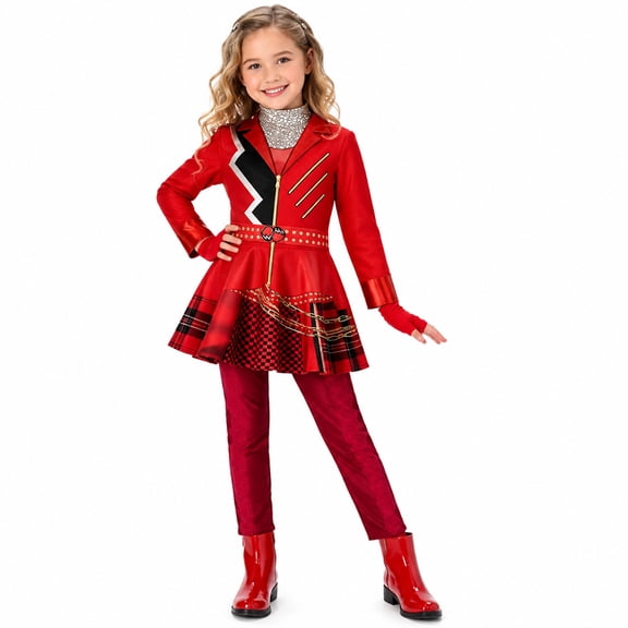 Descendant 4 Red Cosplay Costume for Girls, The Rise of Red Jumpsuit Dress Outfit for Halloween Party Dress Up