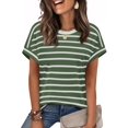 thumbnail image 1 of Camisetas de verano WIHOLL para mujer, rayas verdes, talla XL, 1 of 4