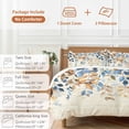 thumbnail image 6 of 3 Piece Orange Blue Botanical Duvet Cover Set Twin Size,Microfiber Comforter/Quilt Cover with Corner Ties and 2 Pillowcases,Weeping Fall Eucalyptus Leaves Rustic Soft Bedding with Zipper Closure, 6 of 8