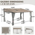 thumbnail image 3 of Howsvn 12' x 14' Lean to Gazebo, Wall-Mounted Hardtop Gazebo with Sloping Roof and Curtains & Netting, Outdoor Aluminum Frame Pergola Canopy for Patio, Garden, Lawn, 3 of 10