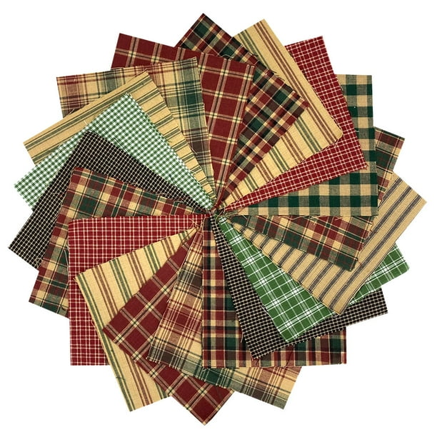 40+ Rustic Christmas Homespun 6"x6" PreCut Quilt Squares Red Green