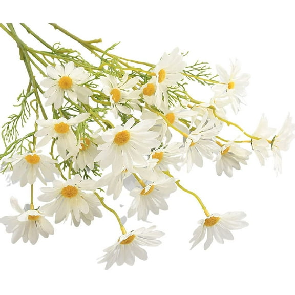 GRNSHTS 12Pcs Artificial Daisy Flowers 20" Outdoor UV Resistant Silk Flowers Fake Wildflowers Faux Greenery Shrubs Plants with Stems Arrangements for Home Garden Vase Decor (White)
