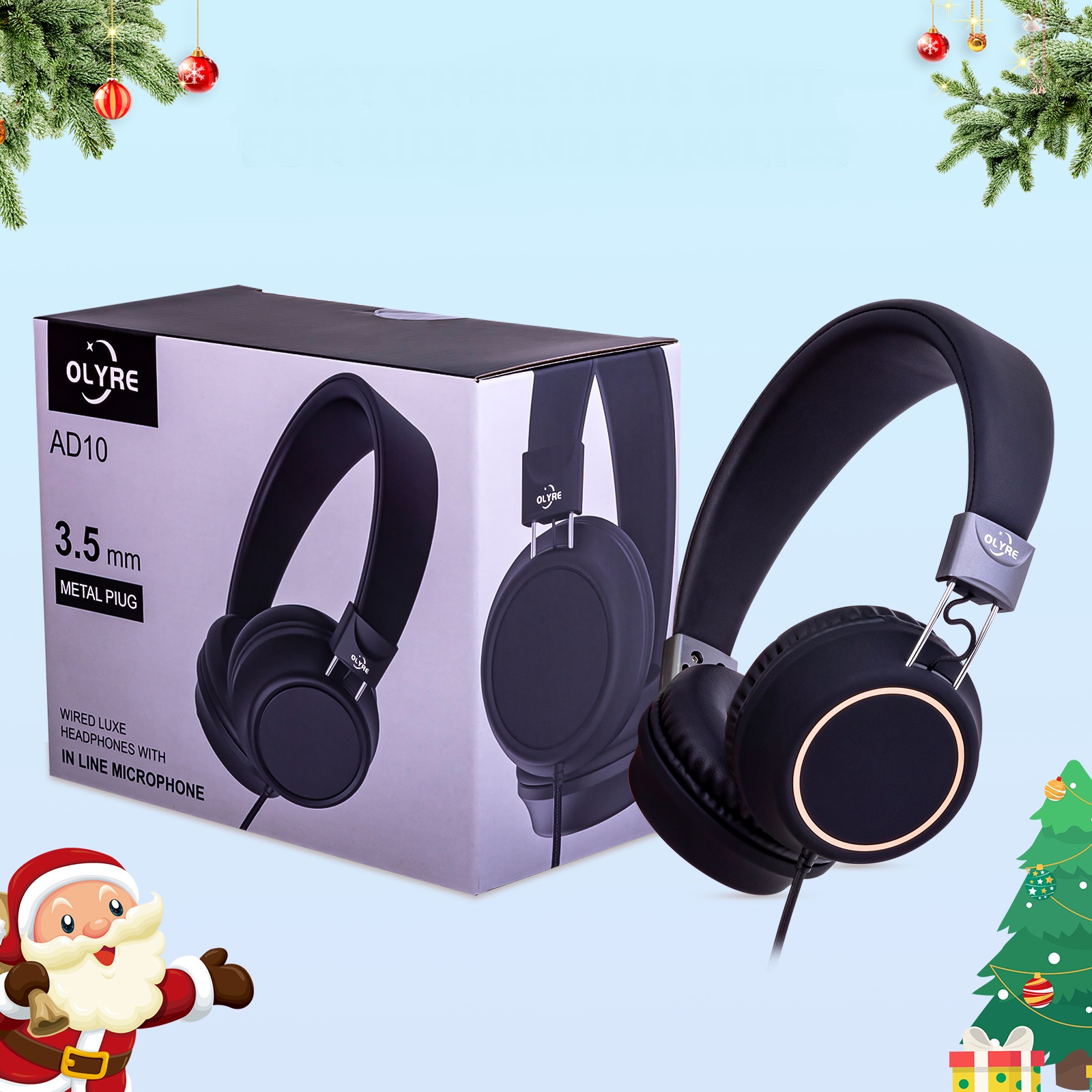 Olyre Foldable Wired Kids Headphones with Microphone, Black photo 7