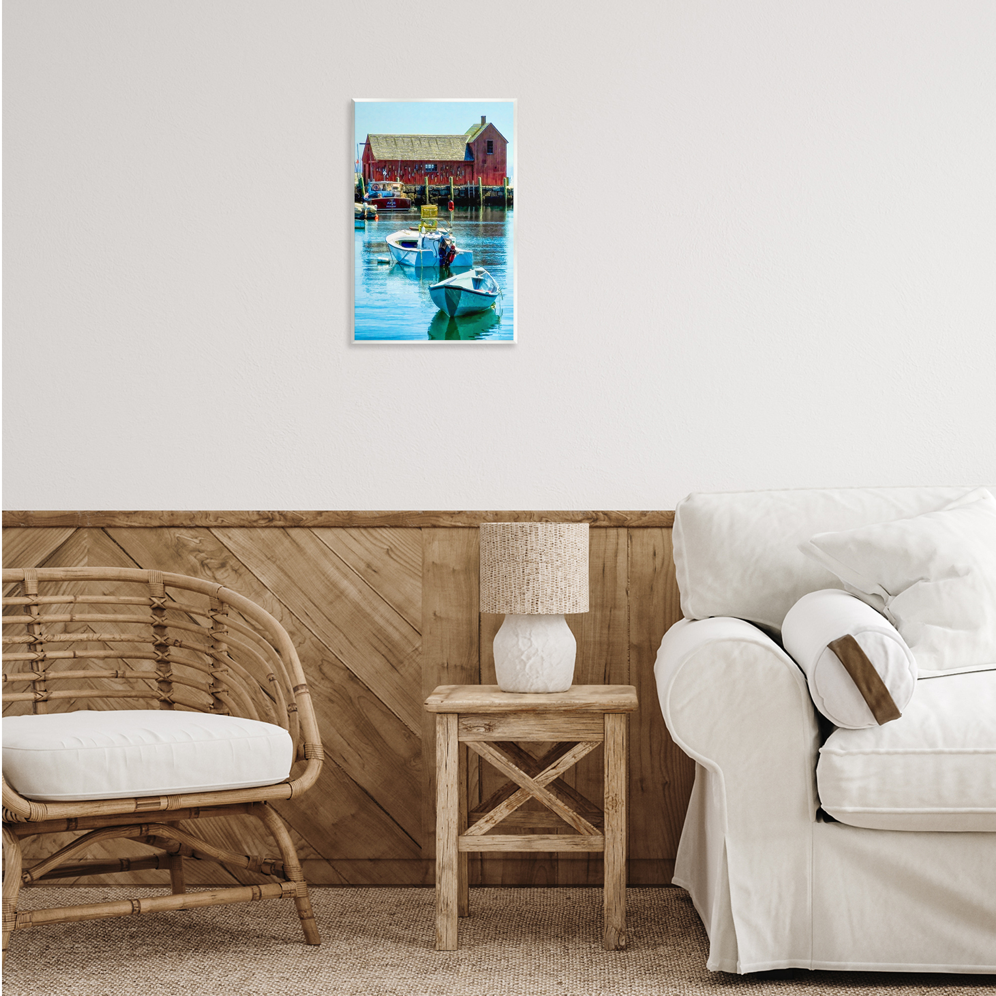 Stupell Industries Tranquil Boat Harbor Landscape & Nature Painting Unframed Art Print Wall Art, 13 x 19