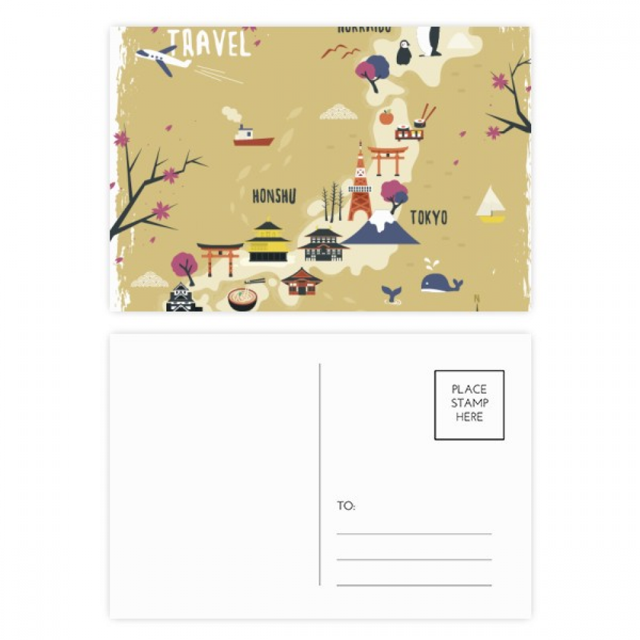 Japoneses locales viajar Mapa Set cumpleaños gracias tarjeta postal correo lado 20pcs