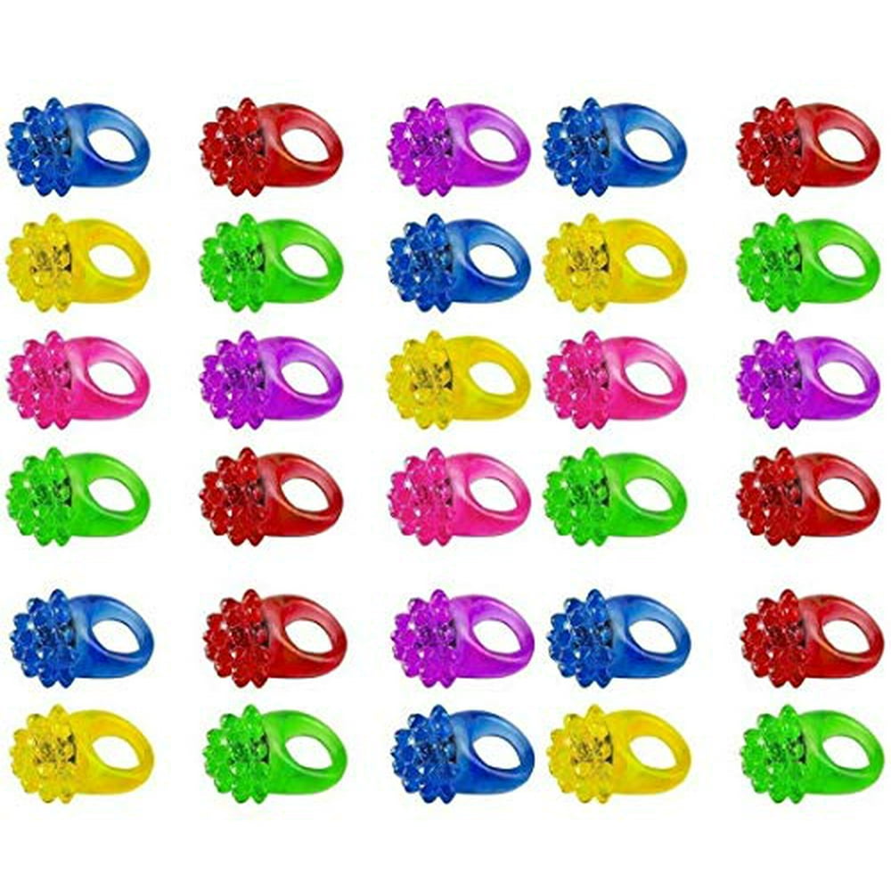 Kicko Bulk Lightup Rings For Kids Assorted Led Spikey Glow Light Rings