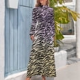 thumbnail image 4 of Zebra Print Dress High Neck Watercolor Ombre Printed Beach Dresses Long Sleeve Aesthetic Long Maxi Dress Trendy Clothing, 4 of 5