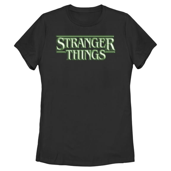 Netflix Women's Stranger Things Green Game Glitch Logo T Shirt