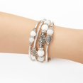 thumbnail image 2 of Fulu Autumn Pulseras Apilables Con Cuentas Para Mujer Boho Wrap Pulsera De Plata En Capas Joyería De Moda Regalos Para Ella (Porcelana Blanca), 2 of 5