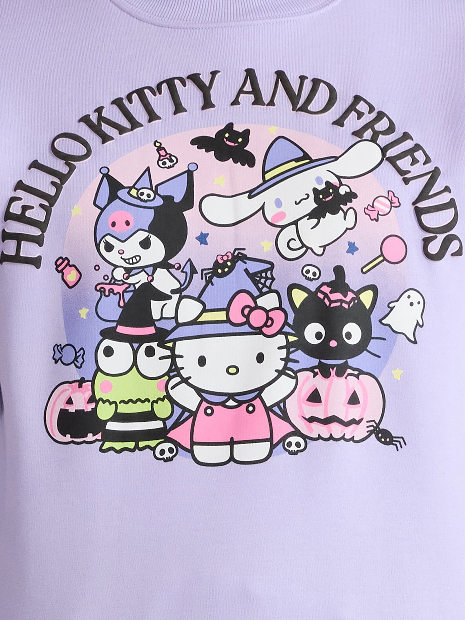 Hello Kitty Women's Halloween Front Back Graphic Sweatshirt with Long Sleeves, Sizes XXS-XXL