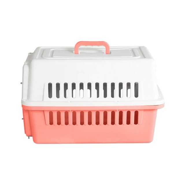 Jaula Transportadora Mascotas Rectangular Belug Rosa Blanco
