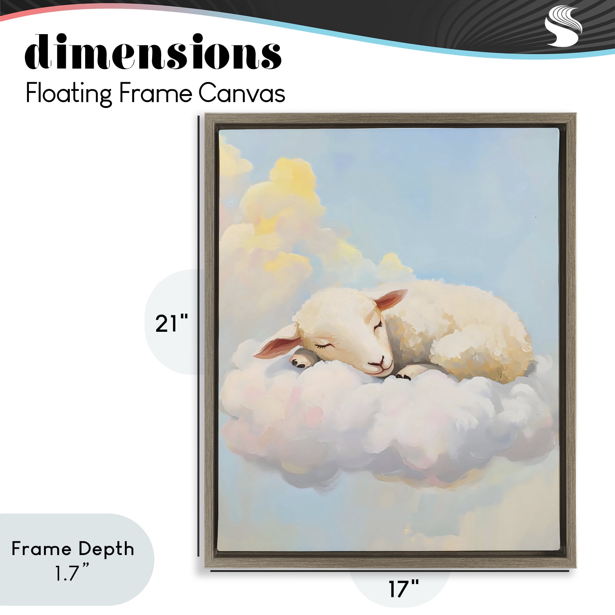 Stupell Industries Sleeping Sheep on a Cloud Brown Framed Floater Canvas Wall Art, design by The Prints Vibe
