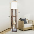 thumbnail image 5 of Arts Floor Lamp with Shelves, Shelf Lamp with Wireless Charger & USB A+C Ports & 2 AC Outlets,3 Color Temperature Corner Tall Standing Floor Lamps for Living Room, Bedroom, Office (Brown), 5 of 12