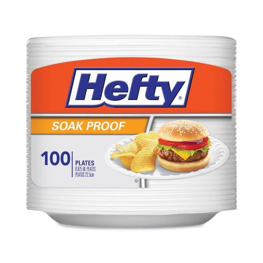 Great Value, Hefty® Soak Proof Tableware, Foam Plates, 8.88 Dia, White,  100/Pack by Reynolds Food Packaging