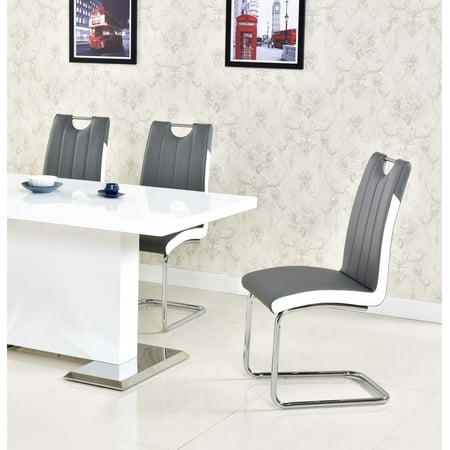 Best Master Furniture Melrose Grey Faux-Leather Dining Chairs with Chrome Legs (Set of (Best Of Master Saleem)