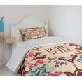 thumbnail image 4 of Ambesonne Flower Quilted Bedspread Set 2 Pcs, Ornate Floral Ethnic, Twin Size, Maroon Beige Violet Blue, 4 of 6
