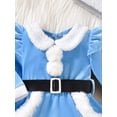 thumbnail image 5 of ENFLASH Infant Baby Girl Christmas Outfit Santa Romper Dress Long Sleeve Furry Trim Velvet Xmas Princess Dresses Hat Set Clothes, 5 of 9