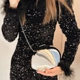 thumbnail image 4 of Jiibva Women's Reflective Oval Clutch with Shoulder Chain - Small Metal Crossbody Bag for Party, Wedding, Cocktail, Prom, 4 of 7