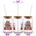 thumbnail image 2 of Happy Father's Day Honoring Veterans Cocker Spaniel in Army Uniform 16oz Glass Cup Mug Cockers Dog Lover Gifts Glass Can with Bamboo Lid and Straw - 13007, 2 of 5