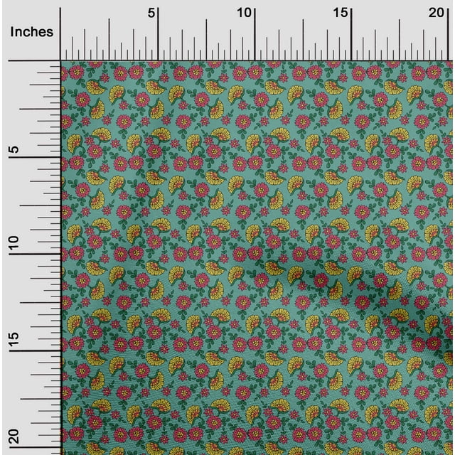 oneOone Viscose Chiffon Fabric Leaves & Floral Block Fabric Prints By Yard 42 Inch Wide