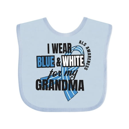 

Inktastic I Wear Blue and White For My Grandma ALS Awareness Gift Baby Boy or Baby Girl Bib