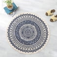 thumbnail image 3 of Alfombras redondas con estampado de mandala, alfombras de algodón con borlas, alfombras de mandala bohemias tejidas a mano, lavables a máquina (azul + negro, 120 cm) Sincero Electrónica, 3 of 4